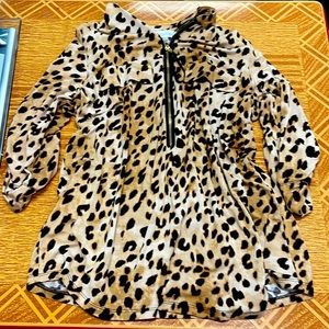 Calvin Klein leopard print zip down shirt